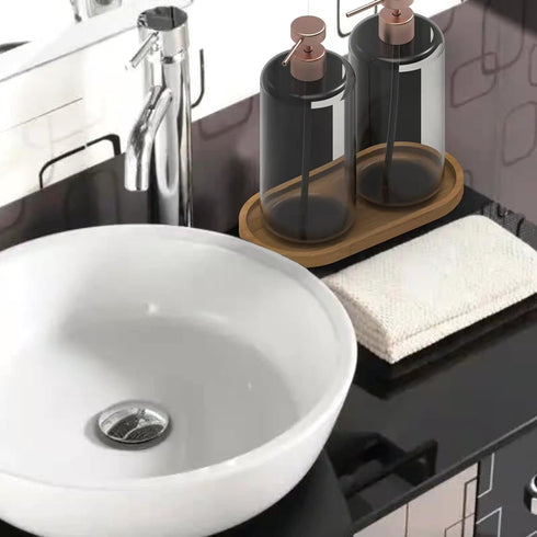 Bamboo Soap Dispenser Tray, Kitchen Countertop Tray for Jewelry, Cosmetics, and Small Items, Organizer
