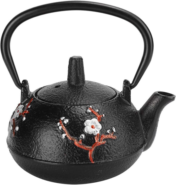 Teapot Stovetop Tea Kettle with Infuser, Uncoated Japanese Cast Iron, Black, 10 oz