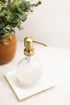 Rail19 Moon Round Recycled Glass Soap Dispenser with Metal Pump, 8.5oz, Brass