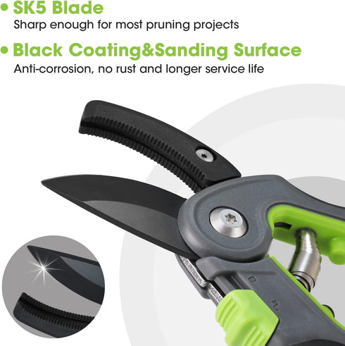WORKPRO Anvil Pruning Shears, 8’’ Professional Gardening Hand Pruner with SK5 Steel Sharp Blades, Ideal Gardening Tool for Cutting and Trimming, Green by WORKPRO
