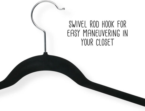 Honey-Can-Do Thin Non-Slip Velvet Hangers, Black, 50-Pack