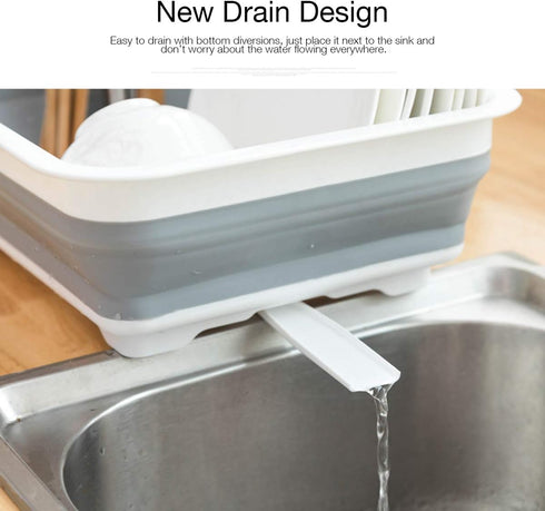 Collapsible Dish Drying Rack, Portable Dinnerware Drainer Organizer for Kitchen, RV Campers, Space Saving Storage Tray