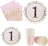 MaitianGuyou 1st Birthday Girl Decoration, Baby Shower Party Supplies Disposable Tableware Set for 20 Guests