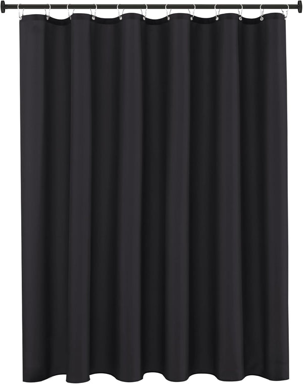 Biscaynebay Extra Long Fabric Shower Curtain Liner, 72 Inch Width by 84 Inch Length, Black