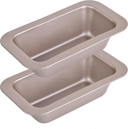 6-Inch Non-Stick Loaf Pan Set of 2, Carbon Steel Baking Bread Pan, 7.2" x 4.1" x 1.9" (Champagne Gold)