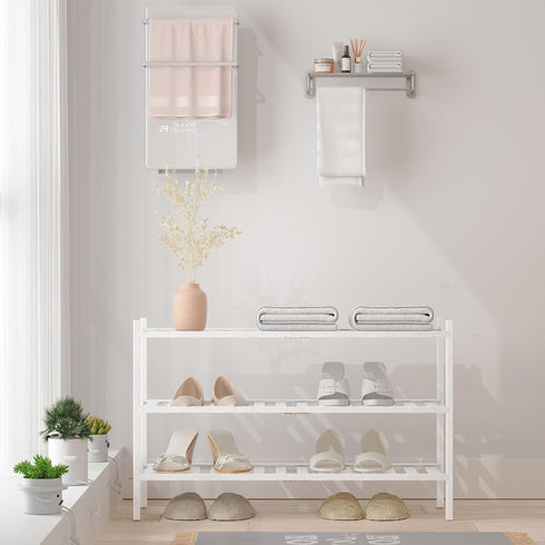 2 Closet RONGJlA Tier Bamboo Shoe Rack for Free Standing Wood Shoe Shelf Storage Organizer for Entryway Small Space