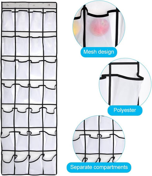 Pocket Shoe Organizer, 28 Pocket Door Hanging Shoe Rack for Closet, White (Size: 68.5x20.88inch)