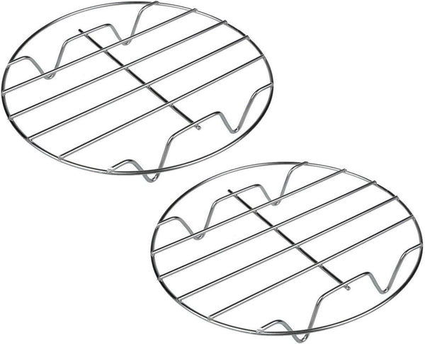 TamBee 8 Inch Cooking Rack, Round 304 Stainless Steel Baking and Cooling Steaming Rack, Set of 2