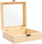 Unfinished Wooden Display Box with Glass Top, Small Hinged Lid Keepsake Storage Box for Jewelry and Home Decorations