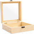 Unfinished Wooden Display Box with Glass Top, Small Hinged Lid Keepsake Storage Box for Jewelry and Home Decorations