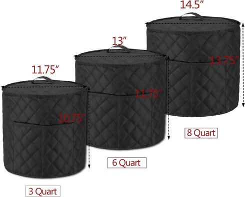Luxja Dust Cover for 8 Quart Instant Pot, Cloth Cover with Pockets, Black Quilted Fabric
