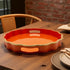 Counter, (13") Orange Decorative Tray for Coffee Table, Wavy Scallop Beaded Plastic Serving Tray forKitchen Ottoman