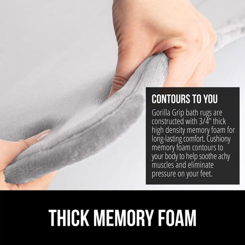 GORILLA GRIP Memory Foam Bath Rugs, Soft Absorbent Velvet Bathroom Mats, Machine Washable, 30x20 Light Gray