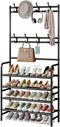 Coat Rack Shoe Rack With Storage Shelf Freestanding with 8 Hooks for