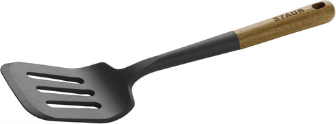 STAUB Silicone Spatula Turner, Perfectly Angled for Lifting Pancakes, Durable BPA-Free Matte Black Silicone
