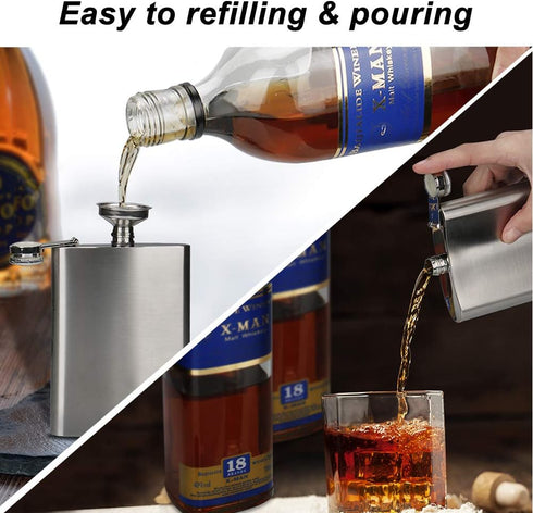 8 Oz Leakproof Stainless Steel Flask for Men, Ideal for Camping and Gifting, Includes Funnel