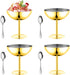 Ice Cream Bowls Stainless Steel Dessert Cups with Spoons Reusable Footed Sundae