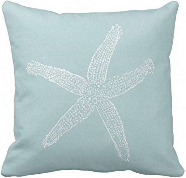 Emvency Throw Pillow Cover Green Star Vintage Starfish Pastel Seafoam Blue Fish Decorative Pillow Case 20 x 20 Inch