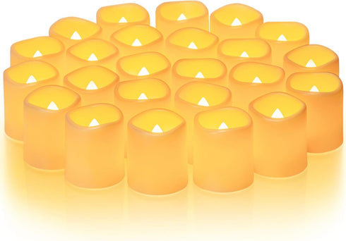 Homemory 24Pack Flickering Flameless Votive Candles,200+Hour Electric Fake Candles,Battery Operated LED Tealight
