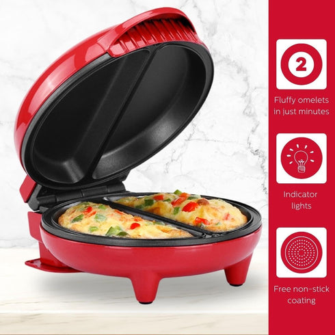 Holstein Housewares Non-Stick Omelet & Frittata Maker, Stainless Steel for 2 Portions, Red