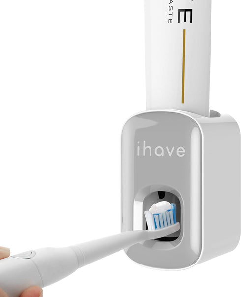 iHave Toothpaste Dispenser Wall Mount, Automatic Toothpaste Squeezer for Bathroom, Grey