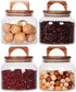 SAIOOL Set of 4 Glass Jars with Airtight Lid, Borosilicate Kitchen Canisters for Candy, Cookie, Rice, Sugar