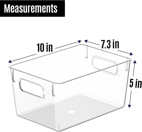 Clear Plastic Storage Bins, Pantry Organizers and Storage Containers Fridge Organizer Bins Kitchen Cabinet Organizer Medicine Cabinet Organizer Bin for Organizing Home Bathroom Freezer Refrigerator