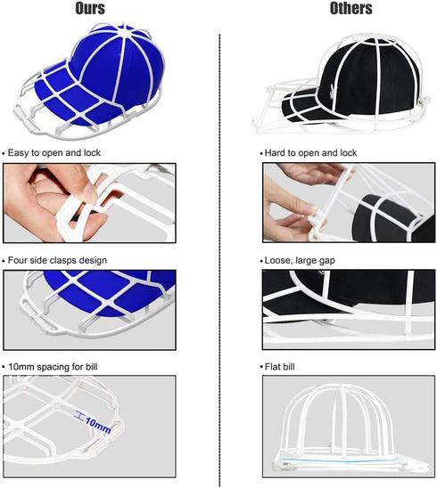 Hat Washer Cage with Mesh Bag, Adult/Kid's Hat Washer Frame, Dishwasher Hat Rack Protector Organizer