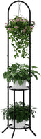 PULIJIAJU 2-tier Hanging Plant Stand Indoor and Outdoor, Space-Saving Iron Plant Shelf, 3