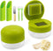 EQUNROY 2 Pcs Garlic Press Stainless Steel,Mini Garlic Chopper,with PeelerCleaning Brush and Scrapers
