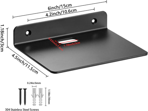 YUjieSTC 6 Inch, Small Floating Shelf Black Metal Wall Mount, Floating Wall Shelves for Router, Camera, Plants