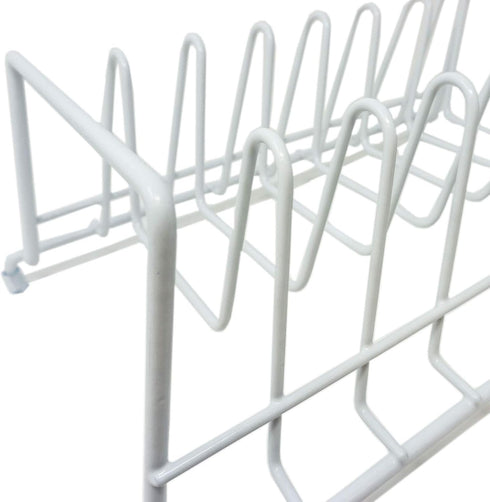Huji Plates Holder Rack for Pots Pans Lid Organizer, TWO, White for Cabinet, Pantry or Kitchen Counter