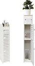 Small Bathroom Storage Cabinet, Slim Toilet Paper Organizer with 2 Doors &