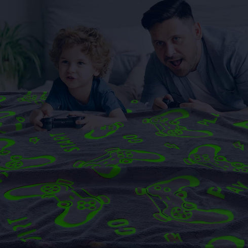 8-12 obinsm Gamer Toys Gifts for Teen Boys Kids, Glow in The Dark Gaming Blanket, Game Room Decor for Year Old Boys