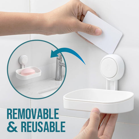 TAILI Soap Dish Holder with Powerful Suction Cup, Strong Sponge Holder for Shower, Bathroom, Kitchen Sink