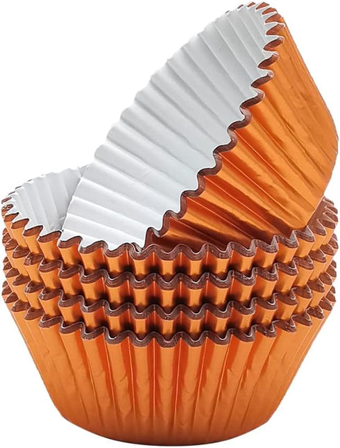 Standard Orange Foil Cupcake Liners, 100-Count Muffin Baking Cups for Party and More