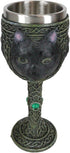 Ebros Wicca Mystical Witching Hour Black Cat Wine Goblet, 7oz Celtic Beverage Chalice with Green Gems