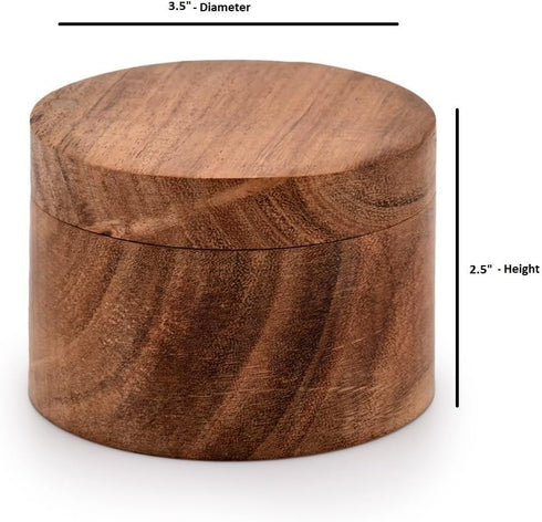 Acacia Wood Salt or Spice Box with Swivel Cover, Wooden Storage for Countertop