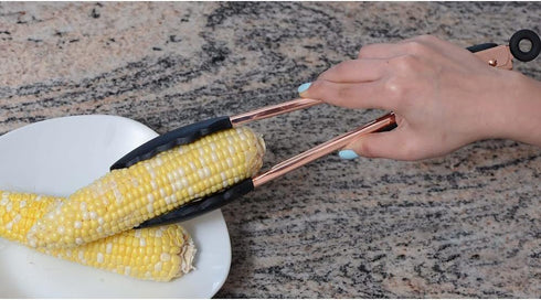 COOK WITH COLOR Stainless Steel Silicone Tipped Kitchen Food BBQ Tongs Set of Two, 9” and 12” for Non-Stick Cookware,