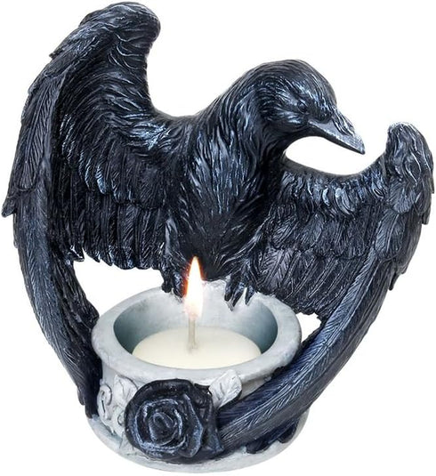 Alchemy Gothic Tea Light Candle Holder, Raven's Ward