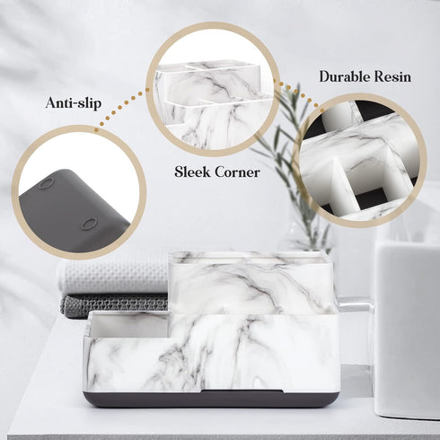 Toothbrush Holder Bathroom Organizer, 5 Compartments for Cosmetic, Makeup, and Office Stationery Storage