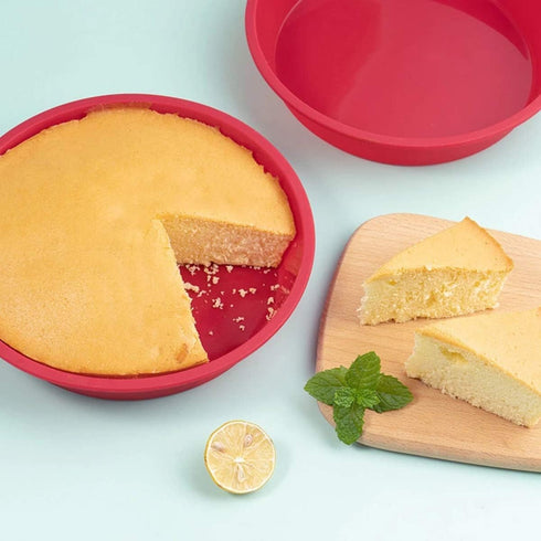 Round Cake Pans Silicone Molds for Baking - Red, Set of 3, Nonstick & Quick Release Baking Pans (4 Inch, 6 Inch, 8 Inch)