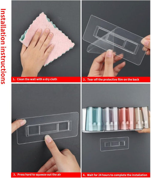 CARURLIFF 6 Set 1 PCS Rectangular Shower Caddy Adhesive Replacement for Kitchen Bathroom Transparent Self-Adhesive