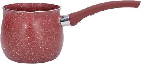 Portable Milk Pan, Aluminum Alloy Small Saucepan with Long Handle, Non Stick Coating, Mini Milk Boiling Pot (Red)