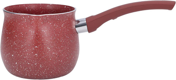 Portable Milk Pan, Aluminum Alloy Small Saucepan with Long Handle, Non Stick Coating, Mini Milk Boiling Pot (Red)