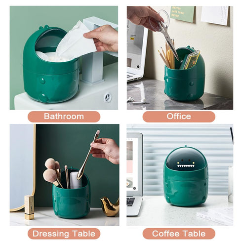 TIE-DailyNec 90 Desktop Trash Can with Trash Bags, Cute Trash Can Creative Waste Basket Storage bin, Plastic Garbage