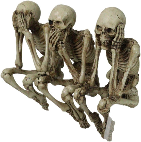 Ebros Gift Whimsical Gothic Skeletons Shelf Sitter Figurines, See No Evil Hear No Evil Speak No Evil