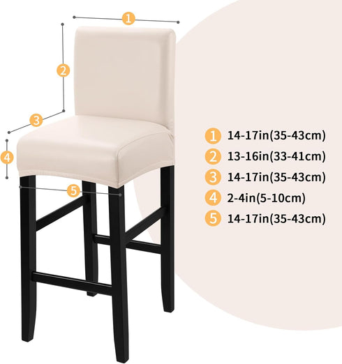 Counter (2 Pack, YISUN Waterproof Bar Stool Covers, Pu Leather Chair Cover Removable Washable Barstool Slipcovers
