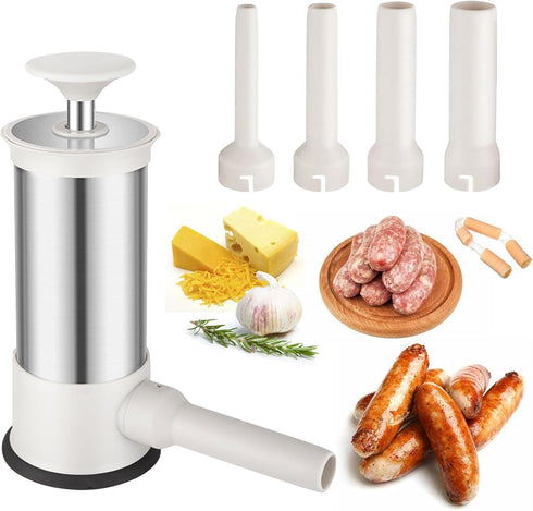 Manual Sausage Stuffers, 2.2-Pound Household Vertical Sausage Makers with 4 Stuffing Nozzles