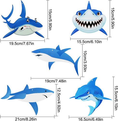 30PCS Shark Hanging Swirls Decorations - Summer Pool Under the Sea Party Supplies for Baby Shark Birthday